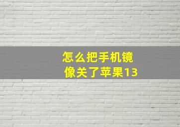 怎么把手机镜像关了苹果13