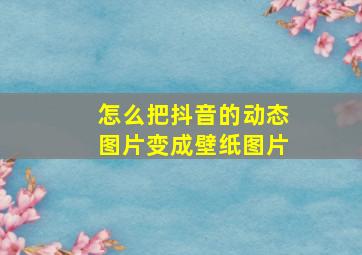 怎么把抖音的动态图片变成壁纸图片