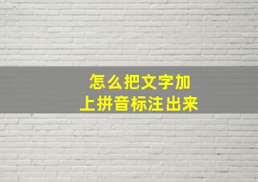 怎么把文字加上拼音标注出来