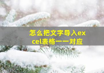 怎么把文字导入excel表格一一对应