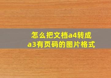 怎么把文档a4转成a3有页码的图片格式