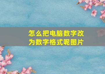 怎么把电脑数字改为数字格式呢图片