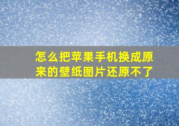 怎么把苹果手机换成原来的壁纸图片还原不了