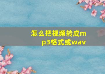 怎么把视频转成mp3格式或wav