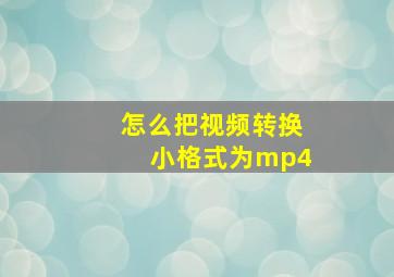 怎么把视频转换小格式为mp4