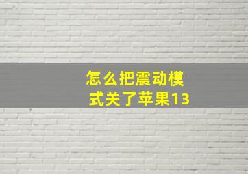 怎么把震动模式关了苹果13