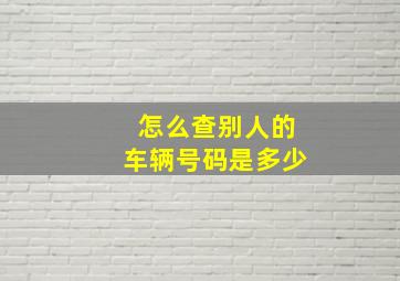 怎么查别人的车辆号码是多少