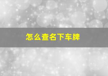 怎么查名下车牌