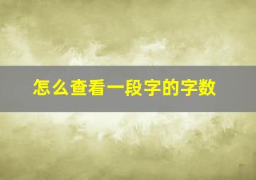 怎么查看一段字的字数