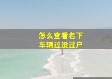 怎么查看名下车辆过没过户