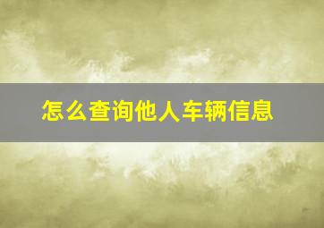 怎么查询他人车辆信息