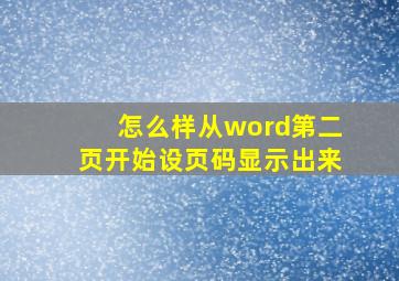 怎么样从word第二页开始设页码显示出来