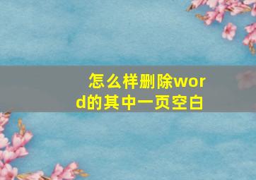 怎么样删除word的其中一页空白