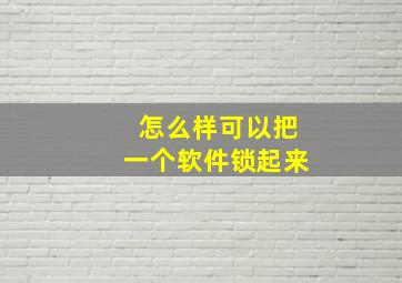 怎么样可以把一个软件锁起来