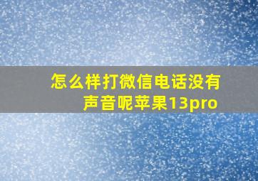 怎么样打微信电话没有声音呢苹果13pro