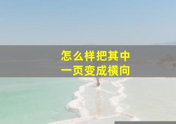 怎么样把其中一页变成横向