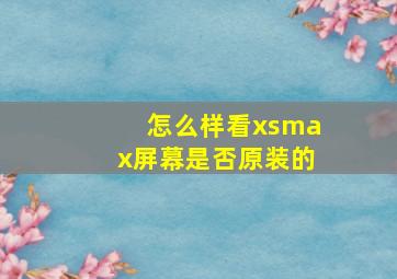 怎么样看xsmax屏幕是否原装的