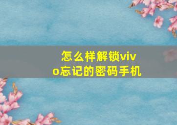 怎么样解锁vivo忘记的密码手机