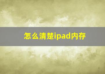 怎么清楚ipad内存