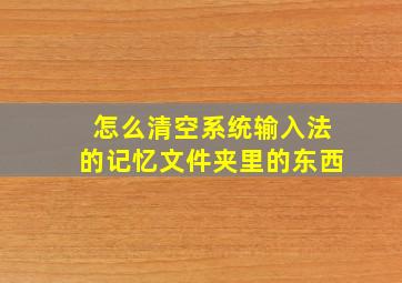 怎么清空系统输入法的记忆文件夹里的东西