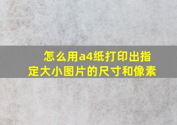 怎么用a4纸打印出指定大小图片的尺寸和像素