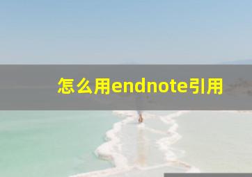 怎么用endnote引用