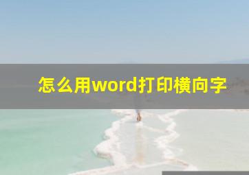 怎么用word打印横向字