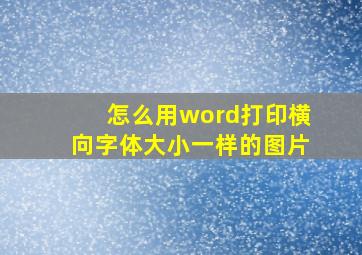 怎么用word打印横向字体大小一样的图片