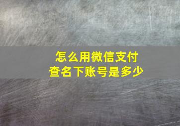 怎么用微信支付查名下账号是多少