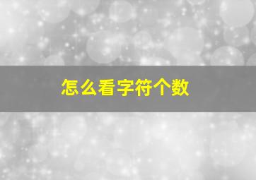 怎么看字符个数