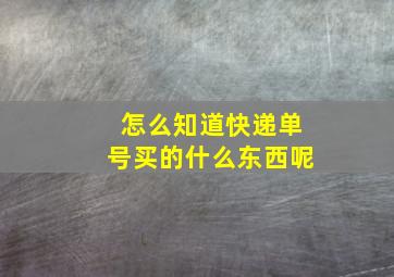 怎么知道快递单号买的什么东西呢