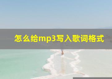 怎么给mp3写入歌词格式