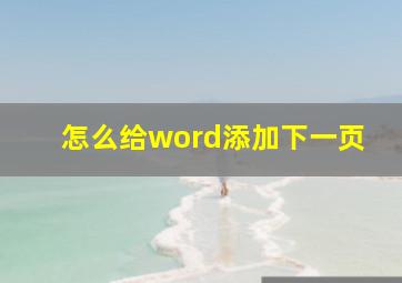 怎么给word添加下一页