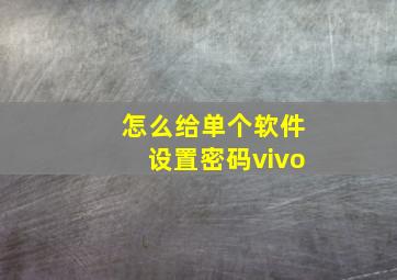 怎么给单个软件设置密码vivo