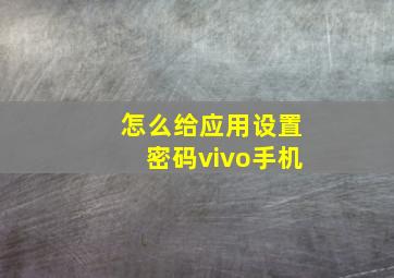 怎么给应用设置密码vivo手机