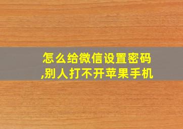 怎么给微信设置密码,别人打不开苹果手机