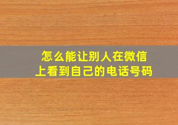 怎么能让别人在微信上看到自己的电话号码