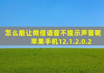 怎么能让微信语音不提示声音呢苹果手机12.1.2.0.2