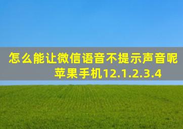 怎么能让微信语音不提示声音呢苹果手机12.1.2.3.4