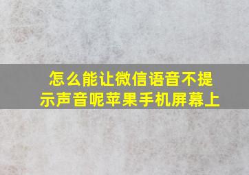 怎么能让微信语音不提示声音呢苹果手机屏幕上