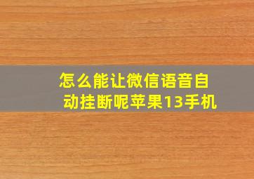 怎么能让微信语音自动挂断呢苹果13手机