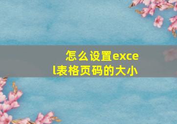 怎么设置excel表格页码的大小