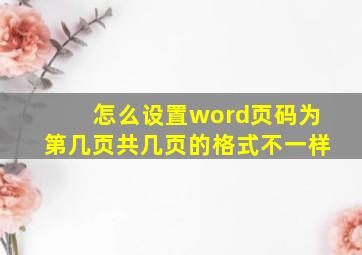 怎么设置word页码为第几页共几页的格式不一样