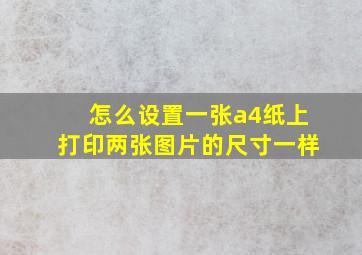 怎么设置一张a4纸上打印两张图片的尺寸一样