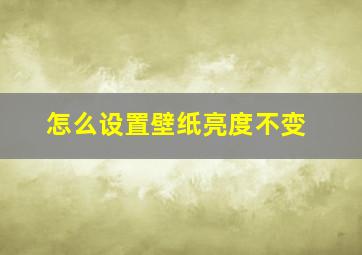 怎么设置壁纸亮度不变