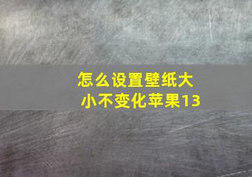 怎么设置壁纸大小不变化苹果13