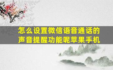 怎么设置微信语音通话的声音提醒功能呢苹果手机