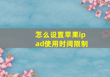 怎么设置苹果ipad使用时间限制