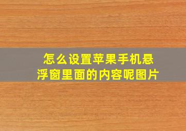 怎么设置苹果手机悬浮窗里面的内容呢图片