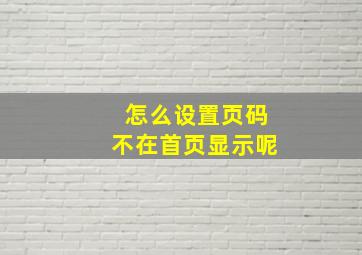 怎么设置页码不在首页显示呢